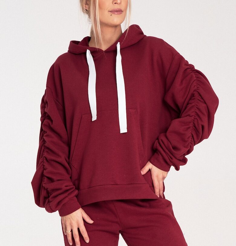 Дамски суитшърт -  бордо - бухнали ръкави - памук Figl