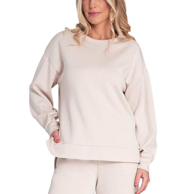 Дамски суитшърт  памук/еластан - бежов Figl