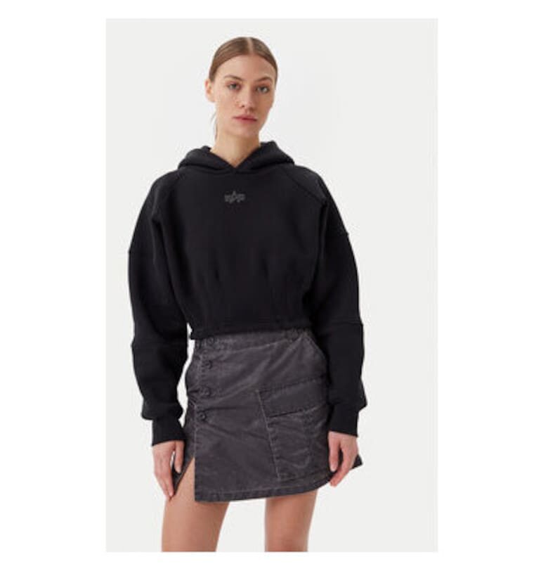 Дамски суичър с качулка  148041 - памук/полиестер - черен - Черен ALPHA INDUSTRIES