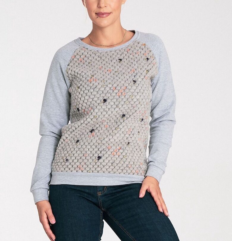 Дамски суичър  семпъл - с дълъг ръкав - сив - 98% памук и 2% еластан Figl