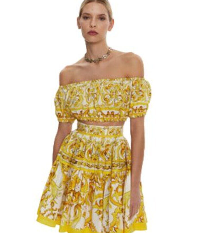 Дамски топ F755RT HH5BA -  Памук - Жълт Dolce  Gabbana