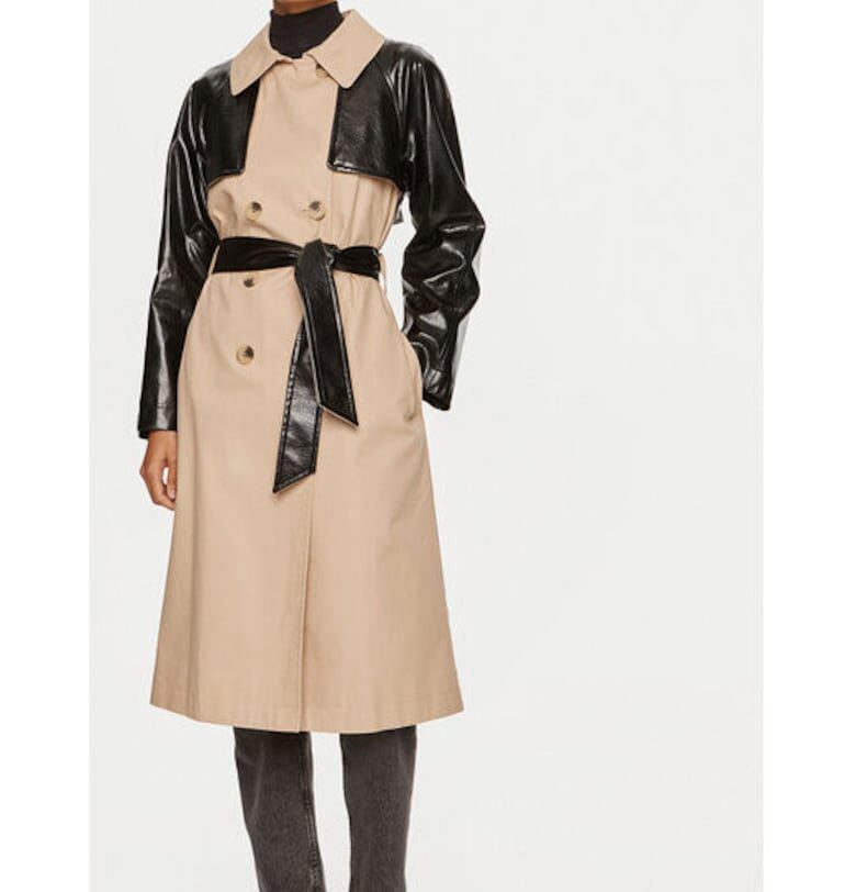 Дамски тренчкот -  304280245 - Памук/Екокожа - Бежов - Бежов Sisley