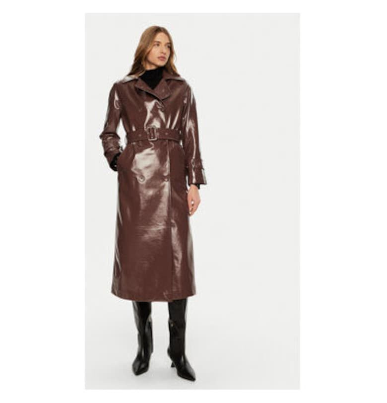 Дамски тренчкот -  304991226 - Екокожа - Кафяв - Кафяв Access fashion