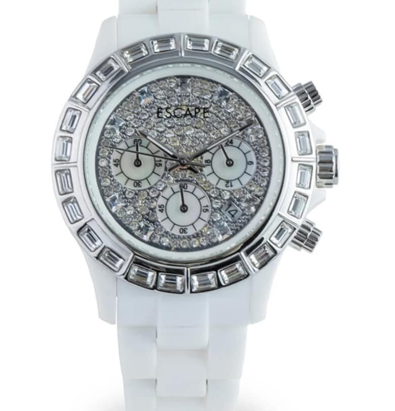 Дамски часовник  36 мм - бяла пластмасова каишка - водоустойчивост 5 ATM Escape