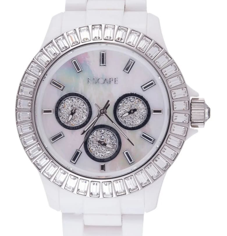 Дамски часовник  40 мм - бяла пластмасова каишка - водоустойчивост 5 ATM Escape