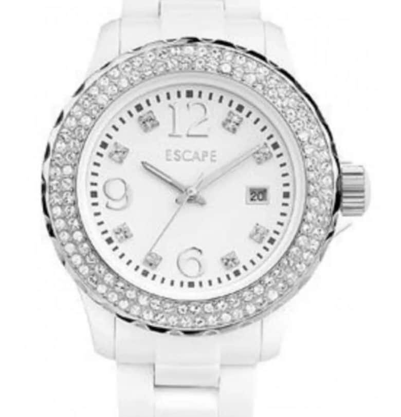 Дамски часовник  ECP10090 - 40 мм - бяла пластмасова каишка - водоустойчивост 5 ATM Escape