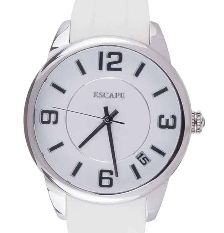 Дамски часовник  ECP10791 - пластмасов корпус 31-34 мм - бяла пластмасова каишка - водоустойчивост 5 ATM Escape