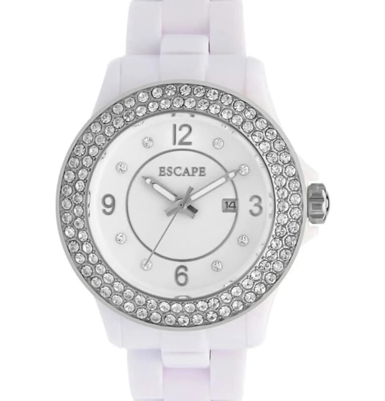 Дамски часовник  ECP10840 - 36 мм - бяла пластмасова каишка - водоустойчивост 5 АТМ Escape