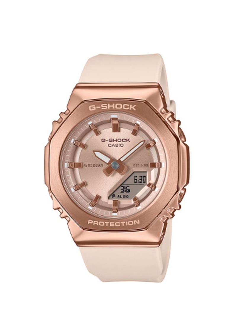 Дамски часовник G-SHOCK - пластмаса/каучук - бежов/розово-златист - 41мм - водоустойчив 200м Casio