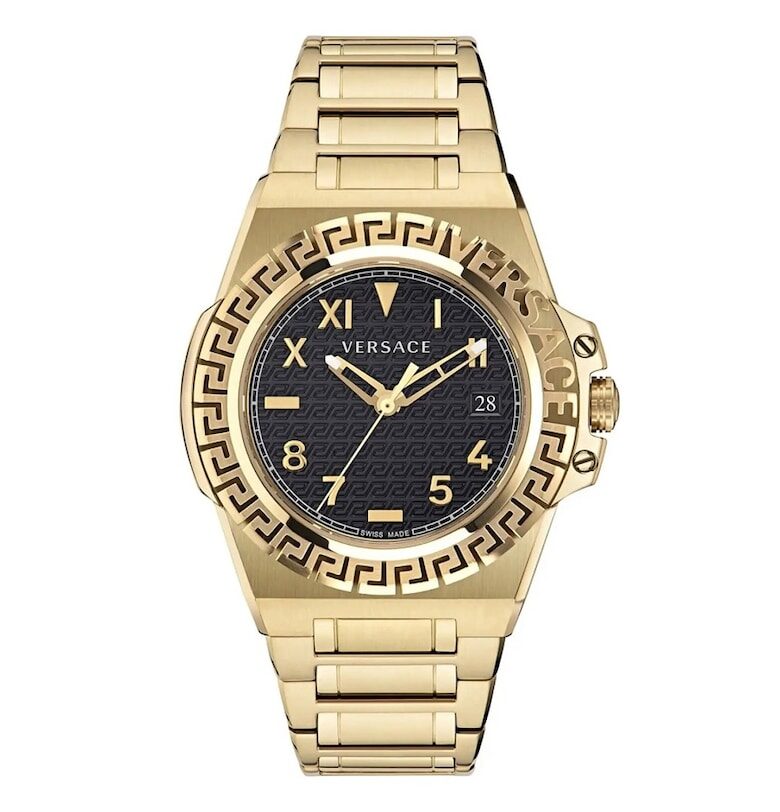 Дамски часовник  Greca Reaction - златна метална гривна - 44 мм - водоустойчивост 5 ATM Versace