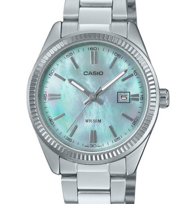 Дамски часовник  LTP-1302DS-2AV - верижка от неръждаема стомана - циферблат от седеф - водоустойчив 50M - 30.20x08.80мм Casio