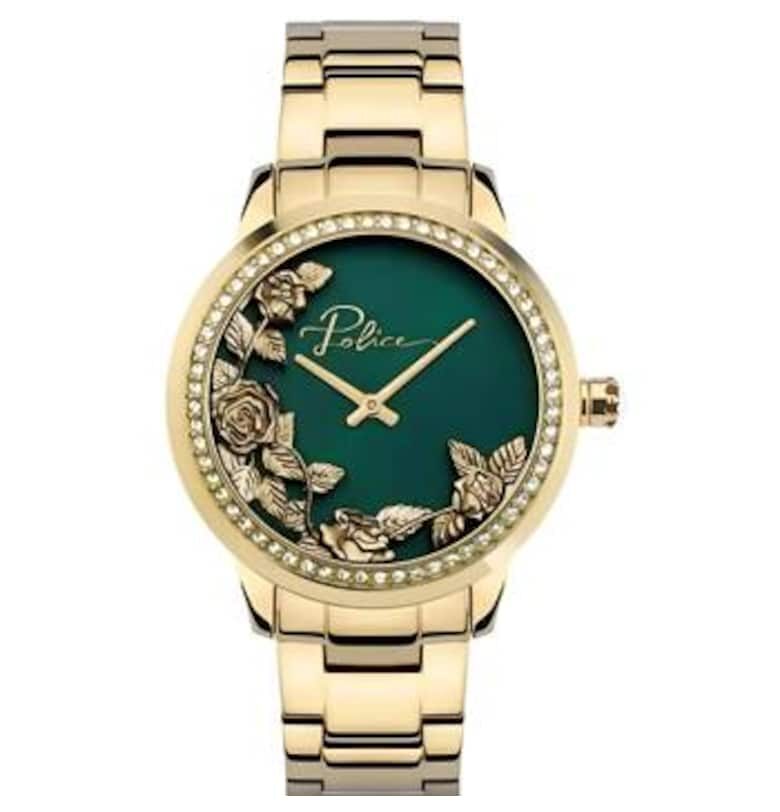 Дамски часовник  PEWLG2202203 - кварцов механизъм - златист корпус - верижка от неръждаема стомана - 34мм Police