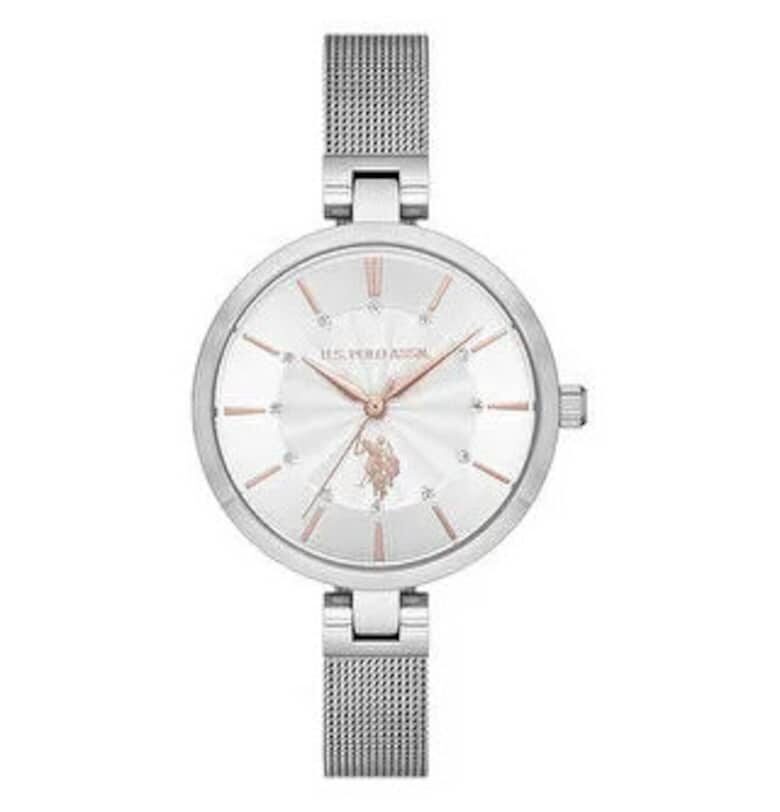 Дамски часовник  USPA2025-04 - сребрист - 35мм - кварцов механизъм - водоустойчив 5 ATM US Polo Assn