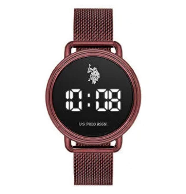 Дамски часовник  USPA2051-05 - червен - 36 мм - кварцов механизъм - дигитален дисплей US Polo Assn