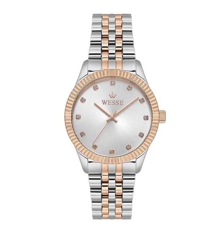 Дамски часовник  WWL1088B01 - 36мм - стоманена каишка - розово-златист/сребрист - водоустойчивост 5 ATM Wesse