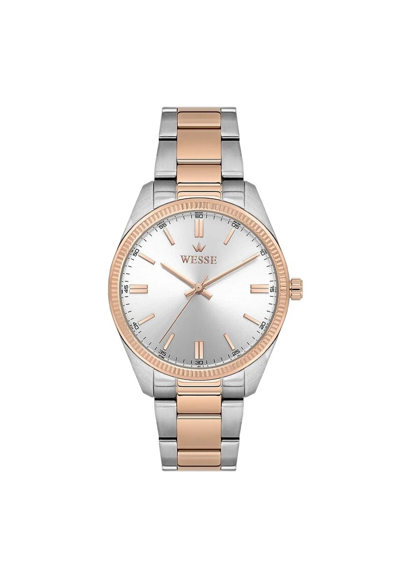Дамски часовник WWL113207 - 36мм - стоманена каишка - розово-златист/сребрист - сребрист циферблат - водоустойчивост 5 АТМ Wesse