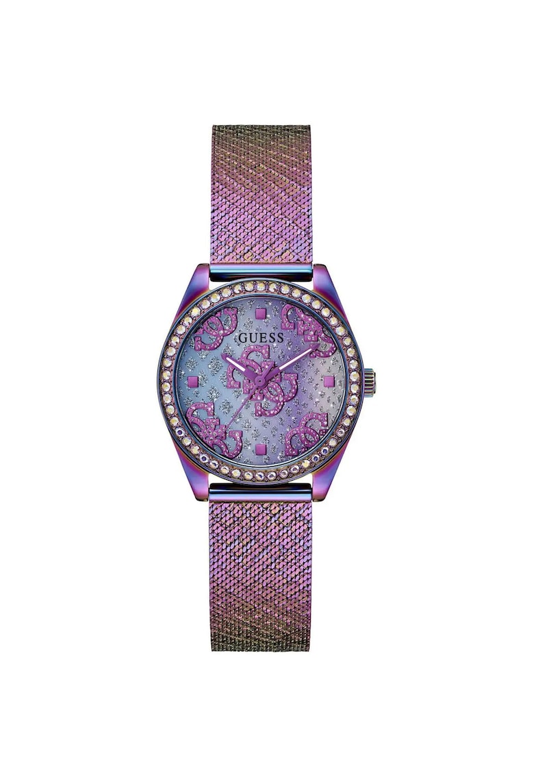 Дамски часовник лилав - 32мм - верижка от неръждаема стомана - водоустойчив на 30м GUESS