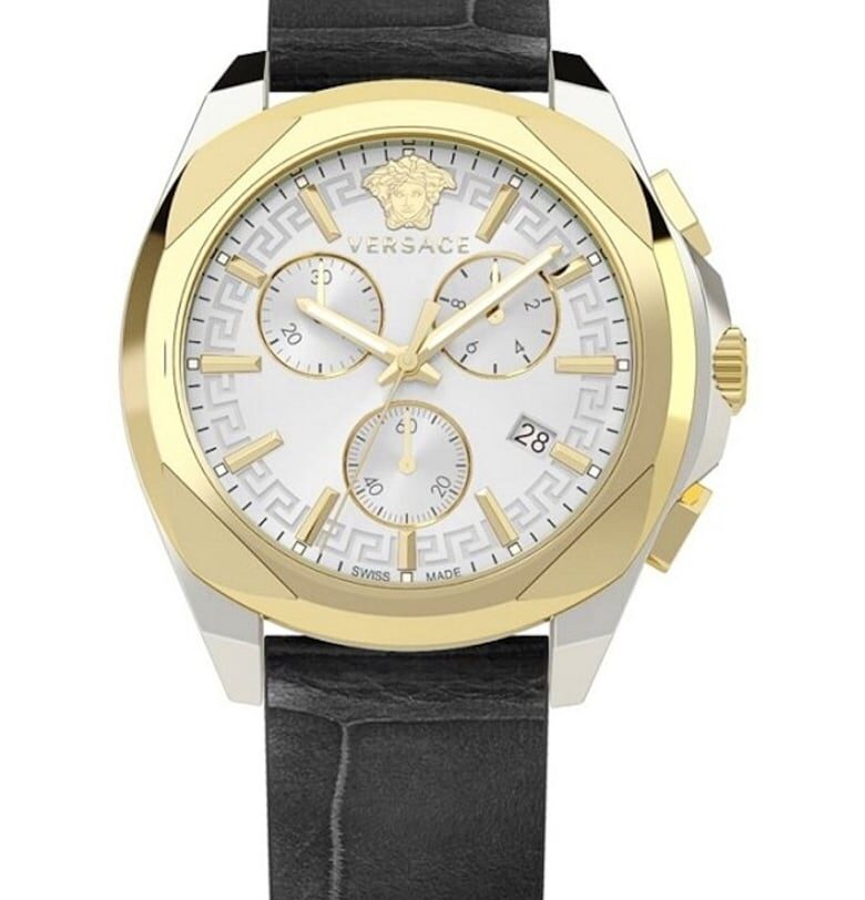 Дамски часовник  модел Chrono - черна кожена каишка - размери 40x5ATM Versace