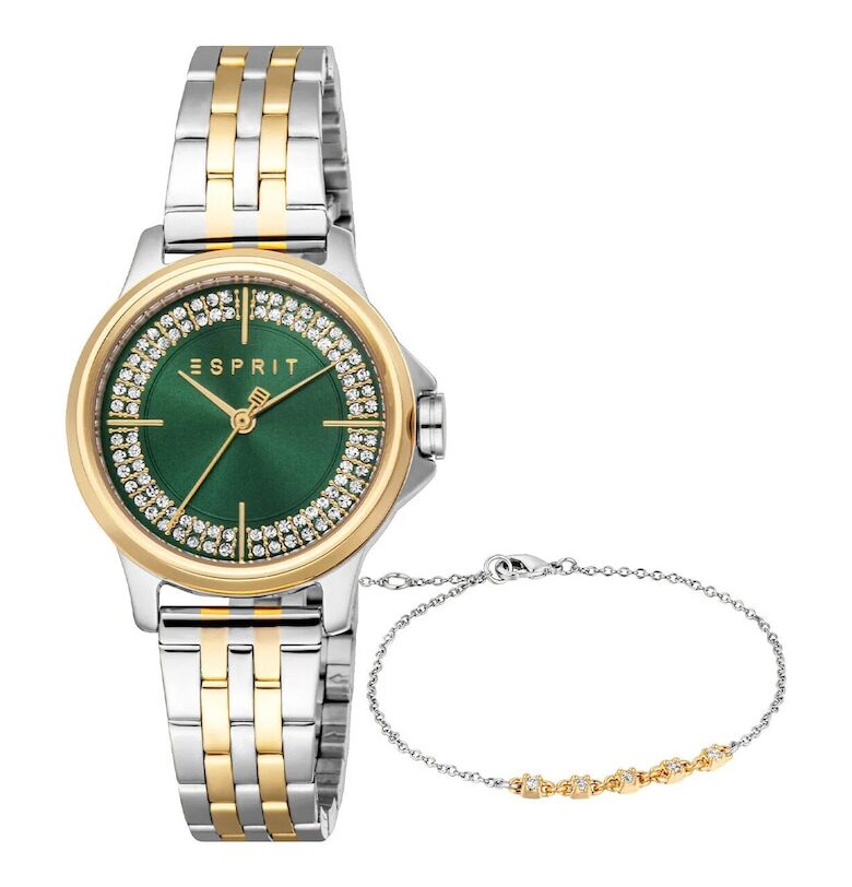 Дамски часовник  модел ES1L432M0095 - корпус от стомана 30 мм - златна стоманена каишка - водоустойчивост 5 ATM Esprit