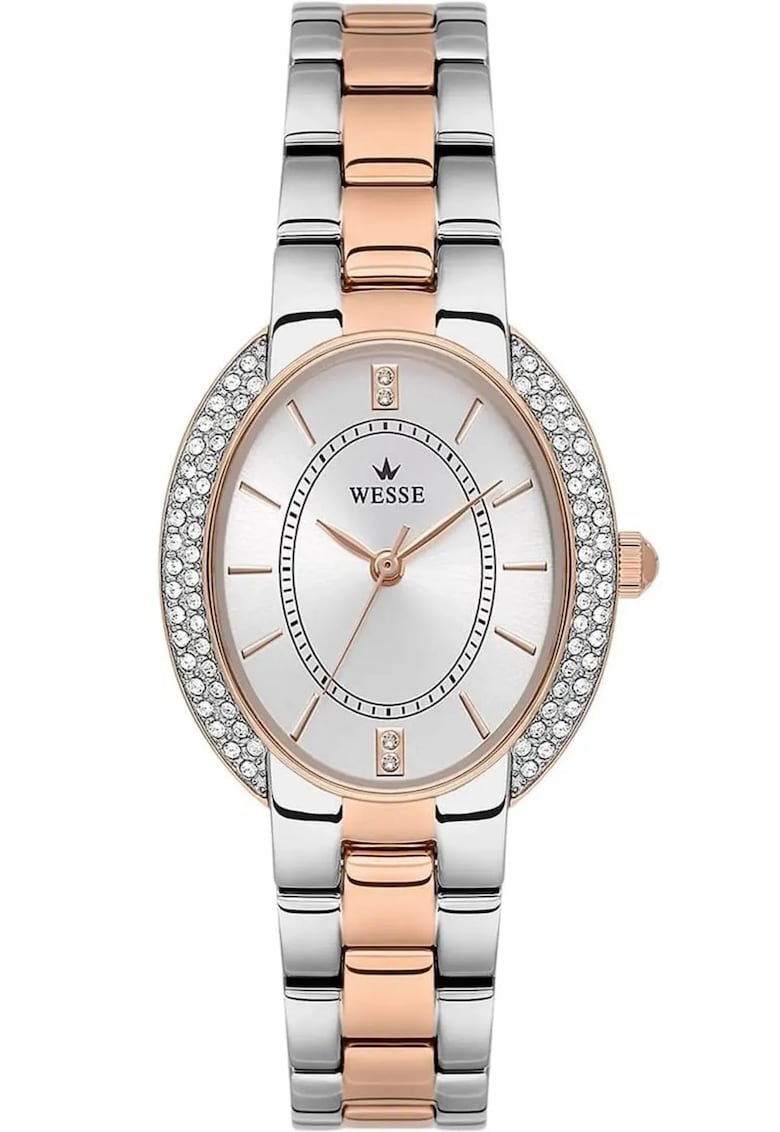 Дамски часовник модел WWL113006 - правоъгълна каса 27.5x33.5мм - стомана - розово-златист/сребрист - водоустойчив 3 ATM Wesse