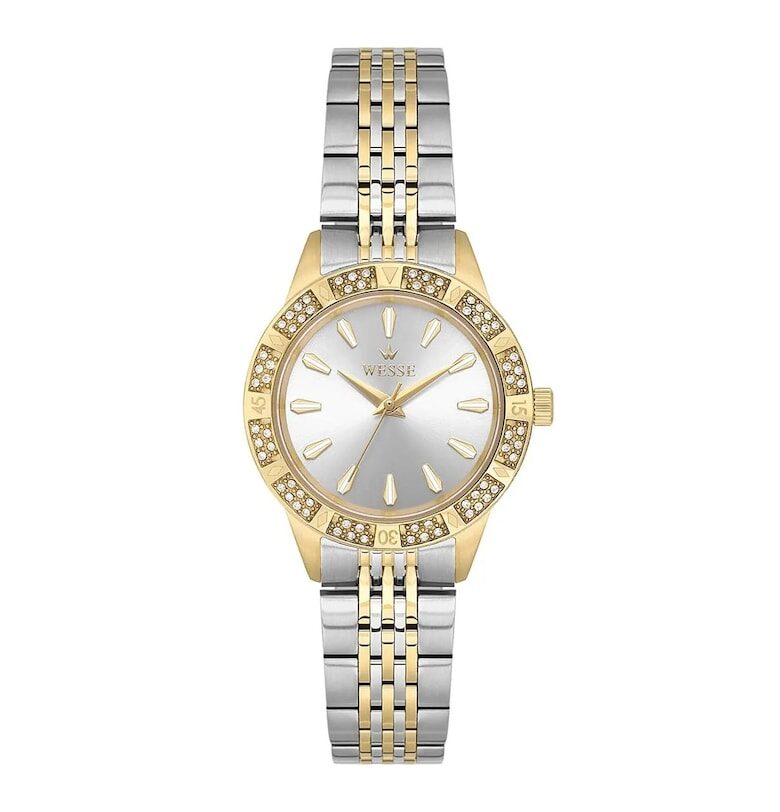 Дамски часовник  модел WWL113606 - кръгъл корпус 30мм - златист/сребрист - стоманена каишка - 5 ATM Wesse