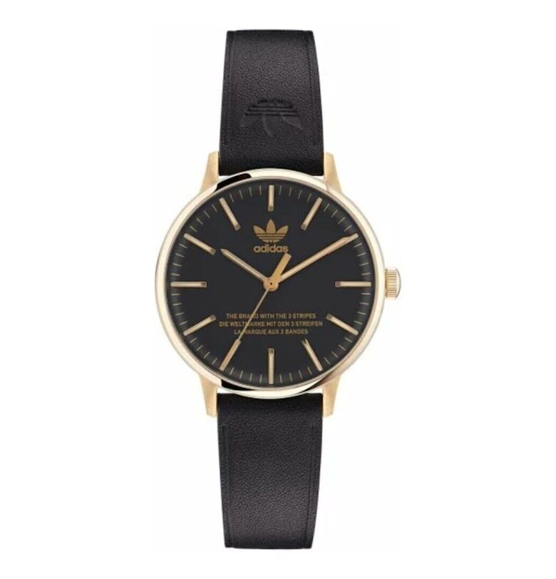 Дамски часовник  неръждаема стомана - силиконова каишка - черен - златист adidas