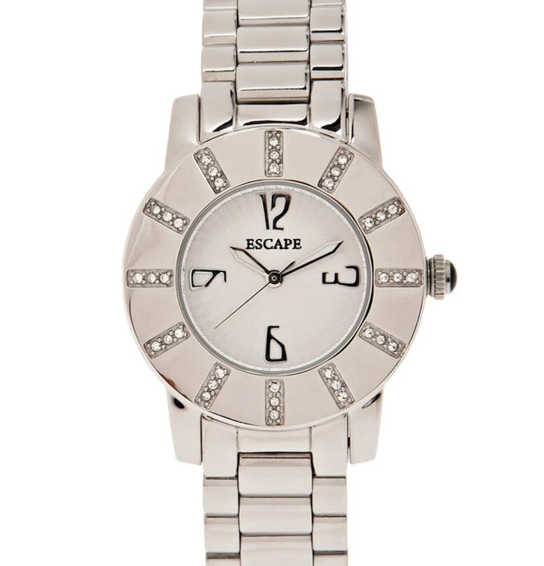 Дамски часовник  стоманена каишка - кръгъл корпус 34 мм - водоустойчив 5 ATM - сребрист Escape