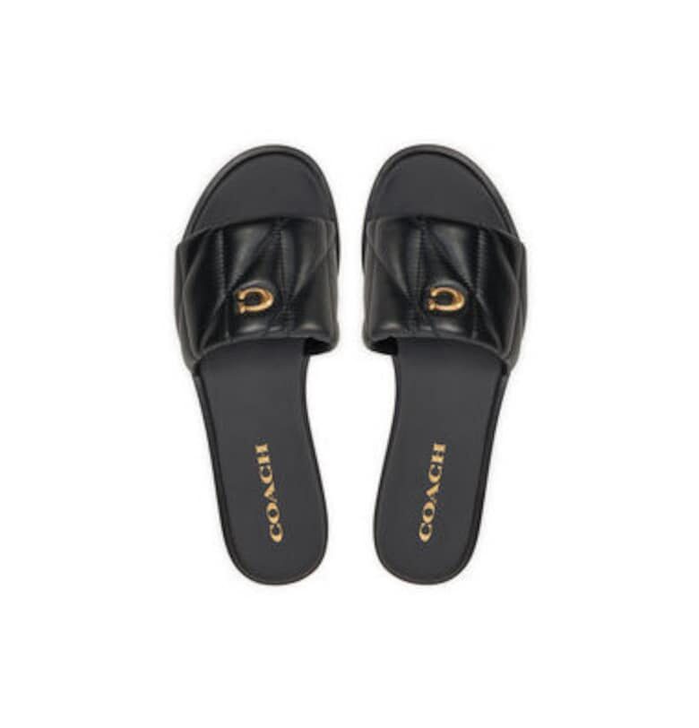 Дамски чехли  CR047 от естествена кожа - Черен Coach