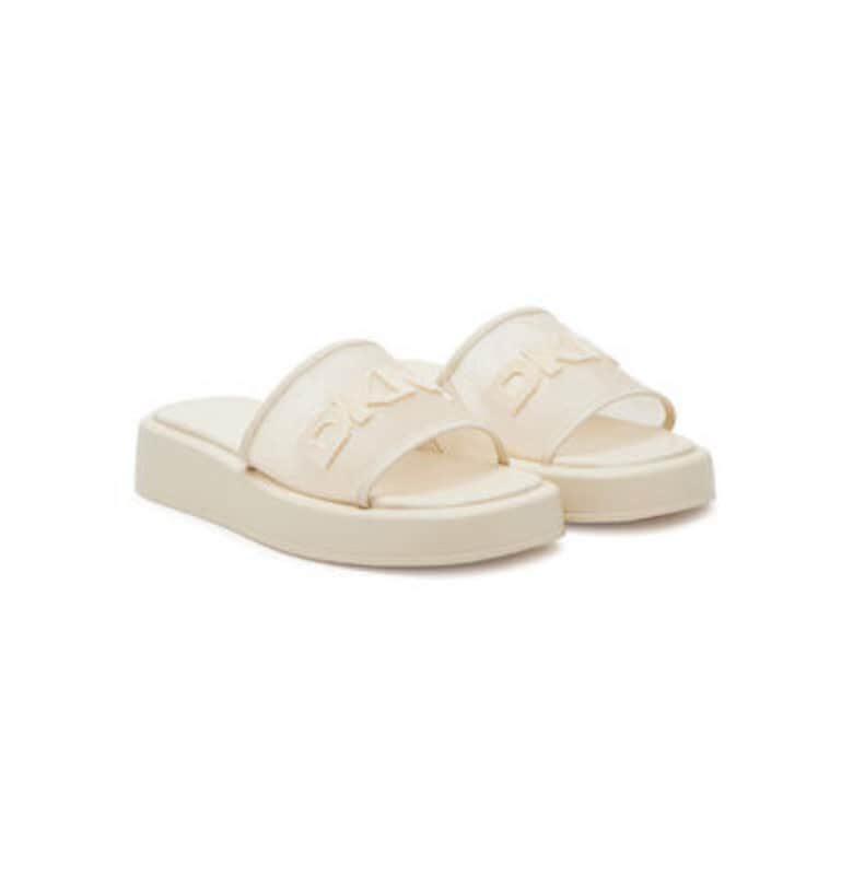 Дамски чехли - K2500541 -  Текстил - Екрю DKNY