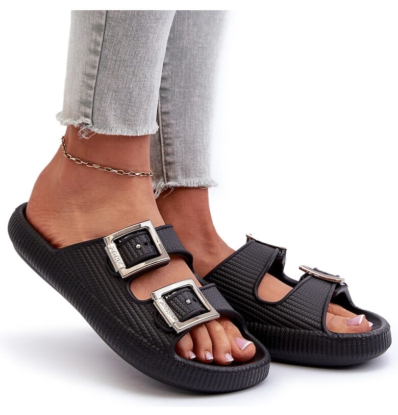 Дамски чехли -  Синтетични - Черни - Черен Zaxy