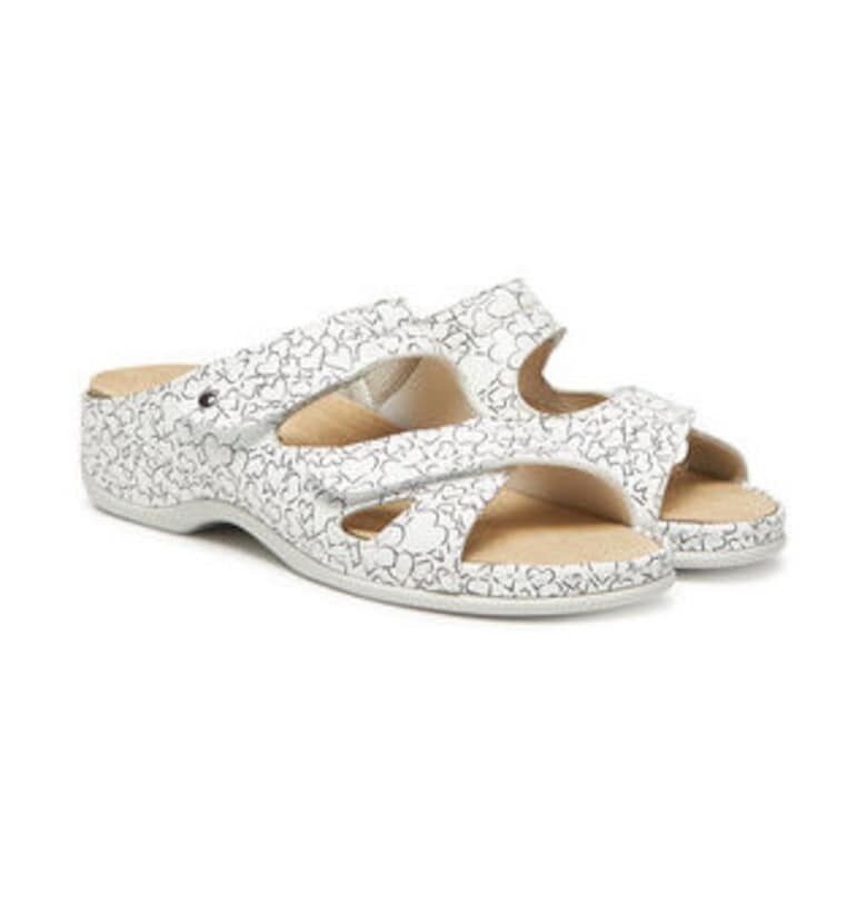 Дамски чехли -  естествена кожа - бяло сиво Berkemann