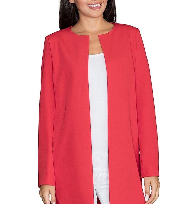 Дамско дълго яке  полиестер/вискоза - червено Figl