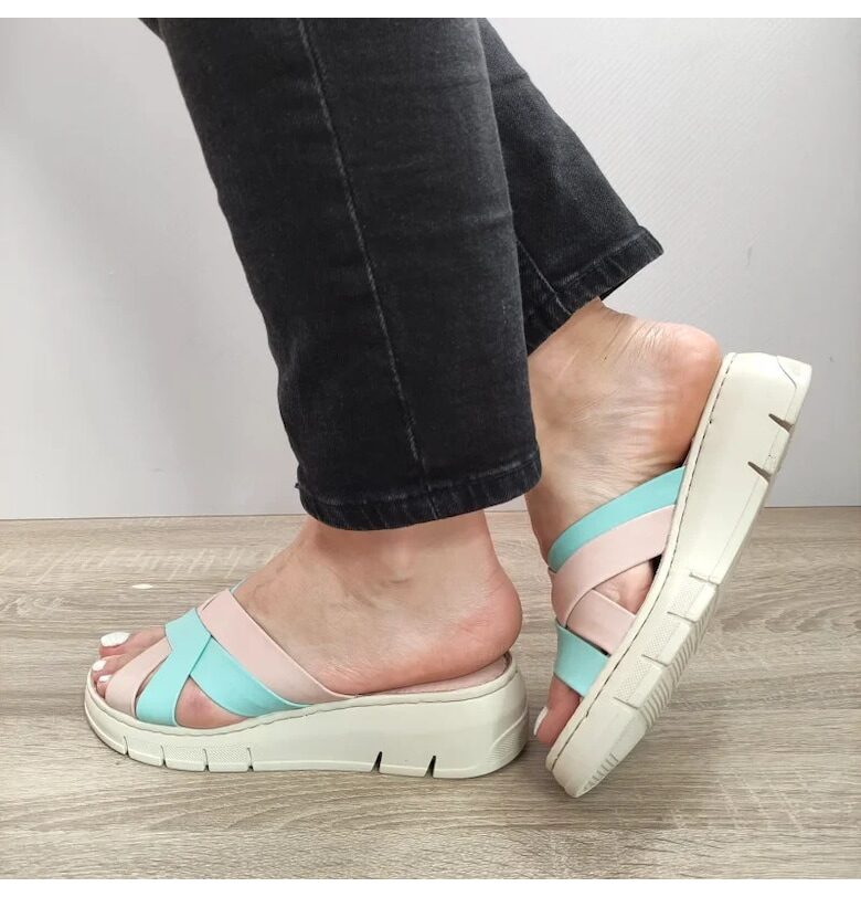 Дамско ежедневно сабо  Fr-403 Розови с Тюркоазено синьо - Розов - Розово BIO FLEX