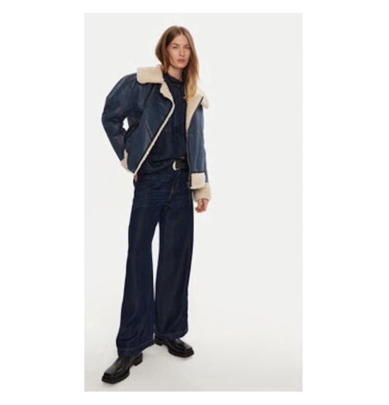 Дамско кожено палто -  304135415 - Екокожа - Син - Син Munthe