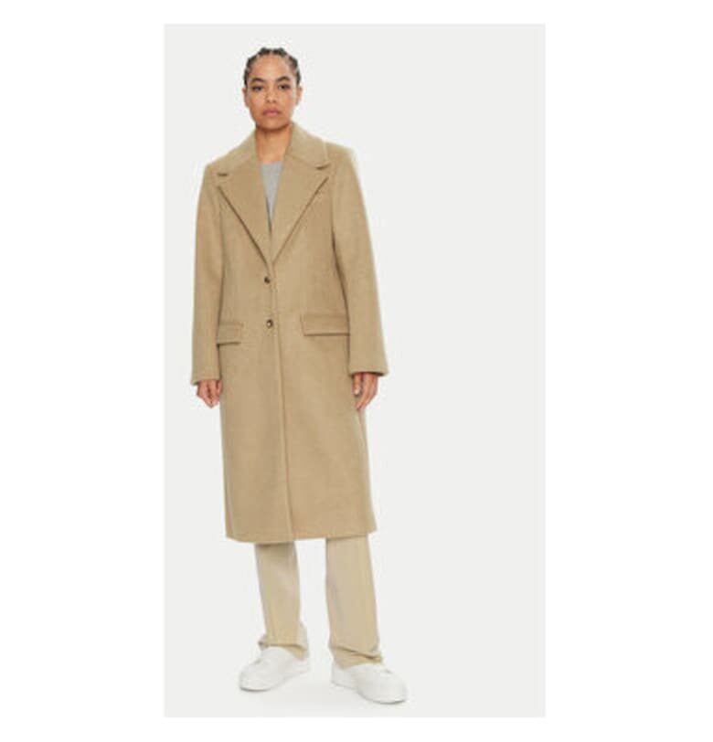 Дамско палто - 2-ри ден - 304474231 - Полиестер/Вълна - Бежово - Бежов 2ndday