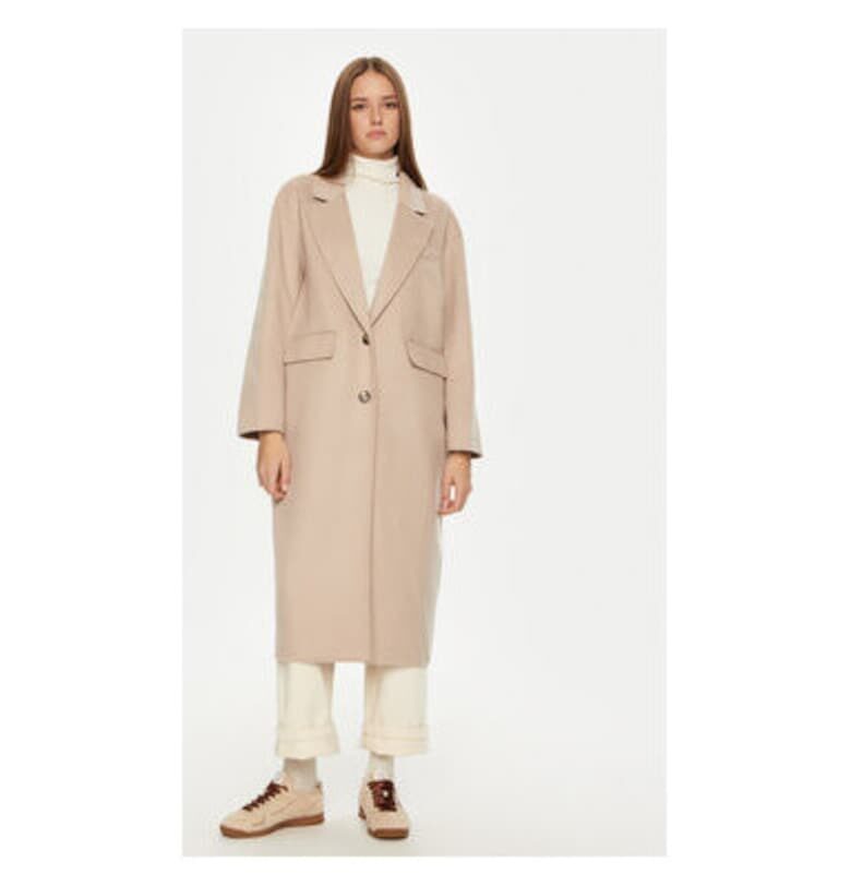 Дамско палто -  304610325 - Вълна/Полиестер - Бежово - Бежов American Vintage