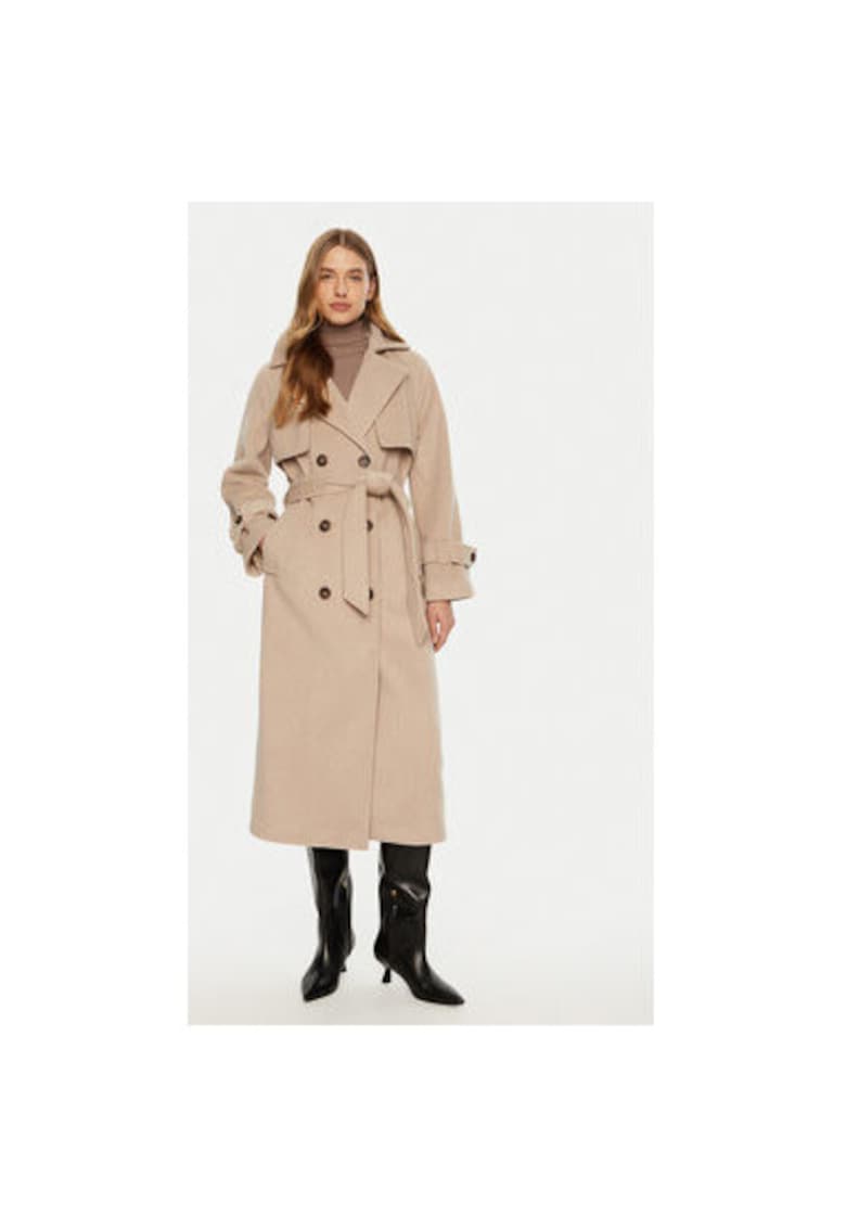 Дамско палто - 304991219 - Полиестер - Бежов - Бежов Access fashion