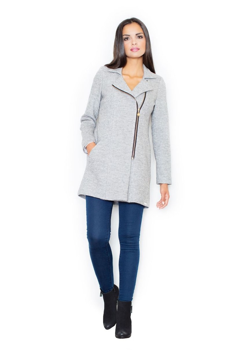 Дамско палто Crombie - Massod - сиво - Сив Figl