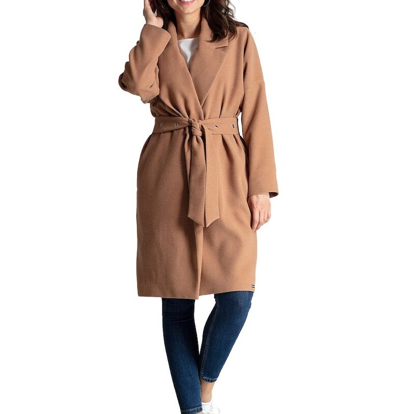 Дамско палто L054 -  Акрил/Полиестер - Кафяво - Lenitif