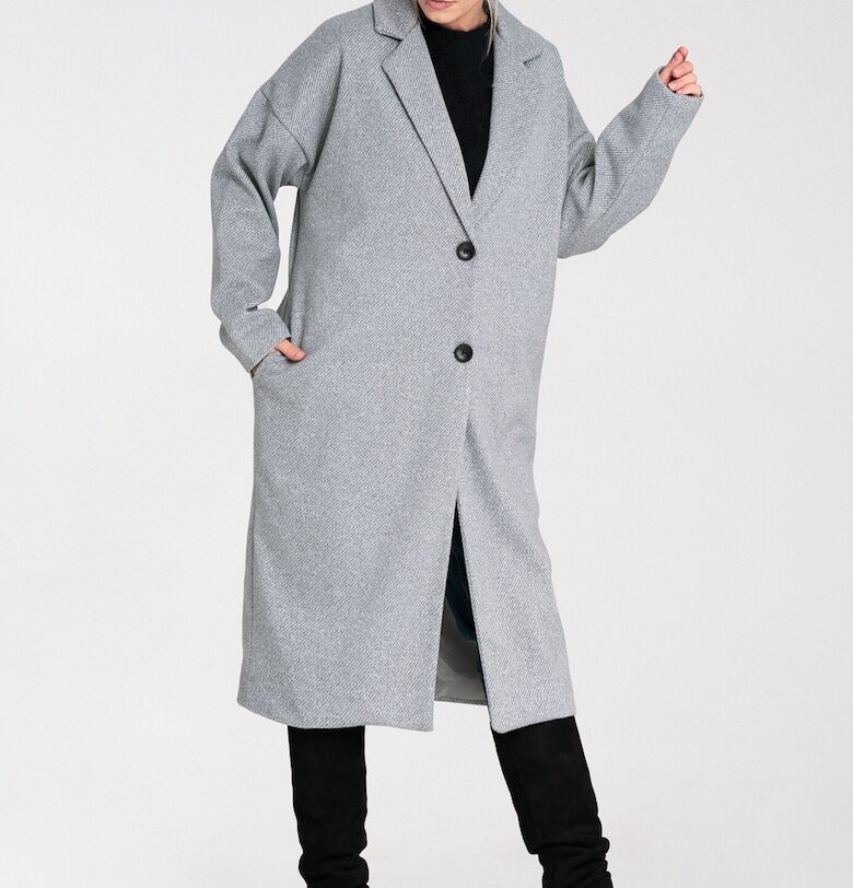 Дамско палто M1111 -  Полиестер - Сиво - Един размер Figl