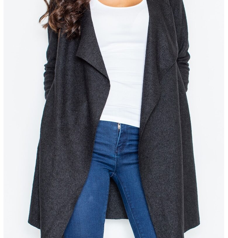 Дамско палто M330 -  Полиестер/Вълна - Черно - Figl