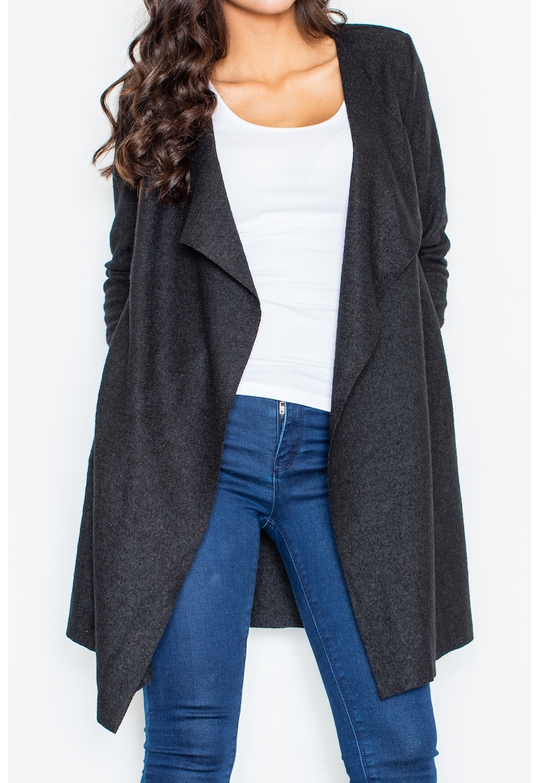 Дамско палто M330 - Полиестер/Вълна - Черно - Figl