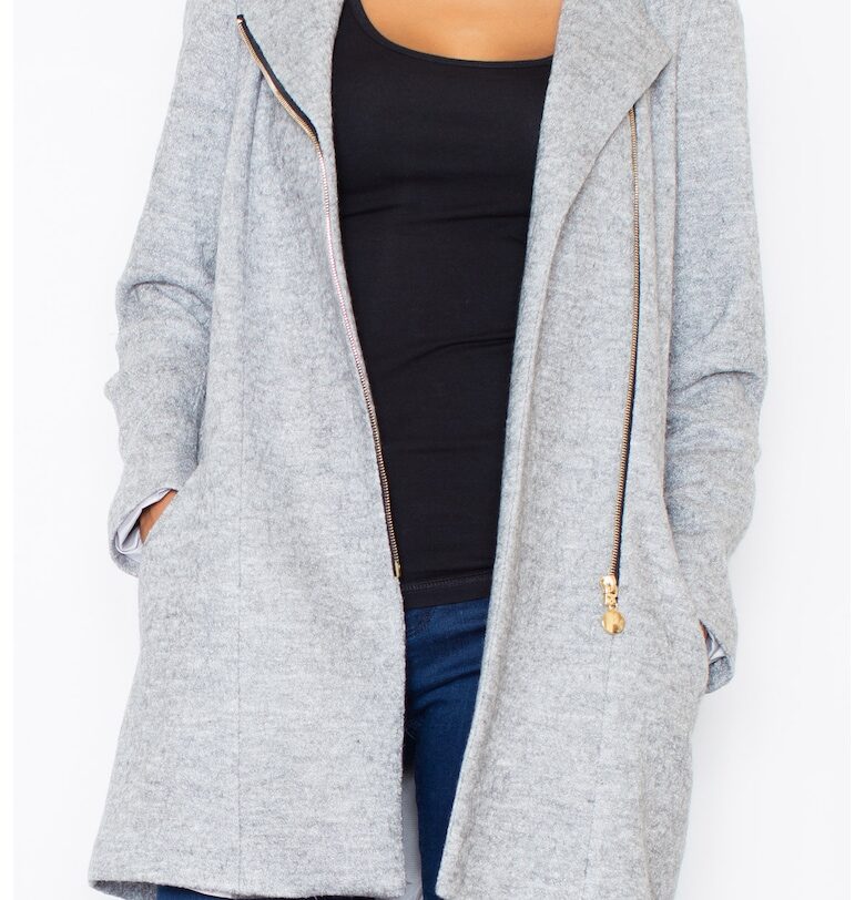 Дамско палто M405 -  Сиво - Полиестер/Вълна Figl