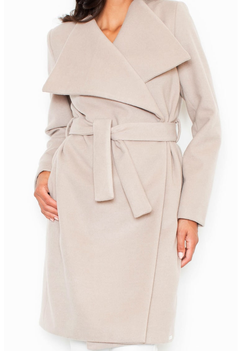 Дамско палто M408 - Полиестер/Вискоза - Бежово Figl