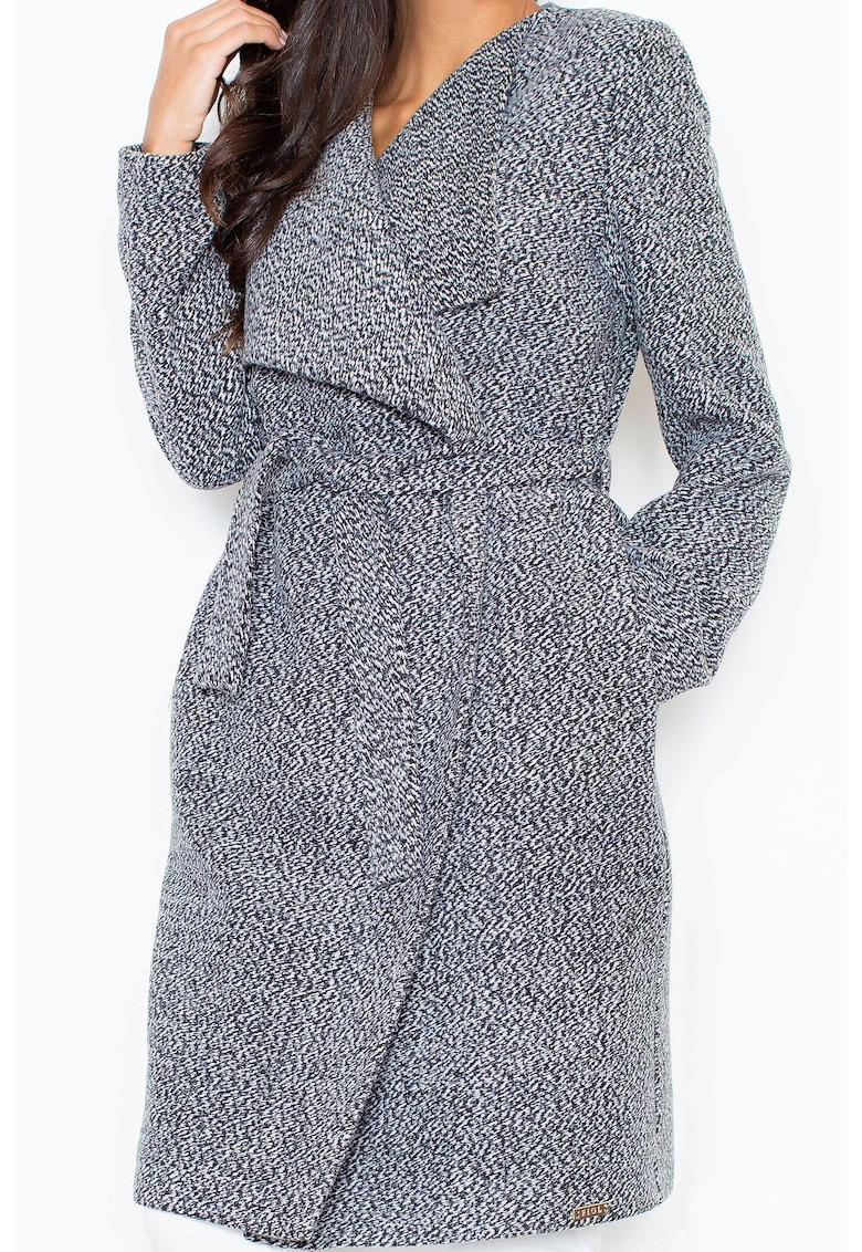 Дамско палто M408 - Полиестер/Вискоза - Сив Figl