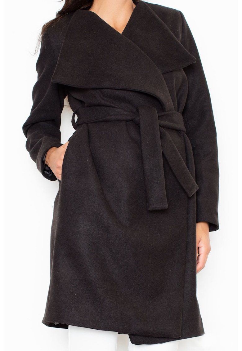 Дамско палто M408 - Полиестер/Вискоза - Черно Figl