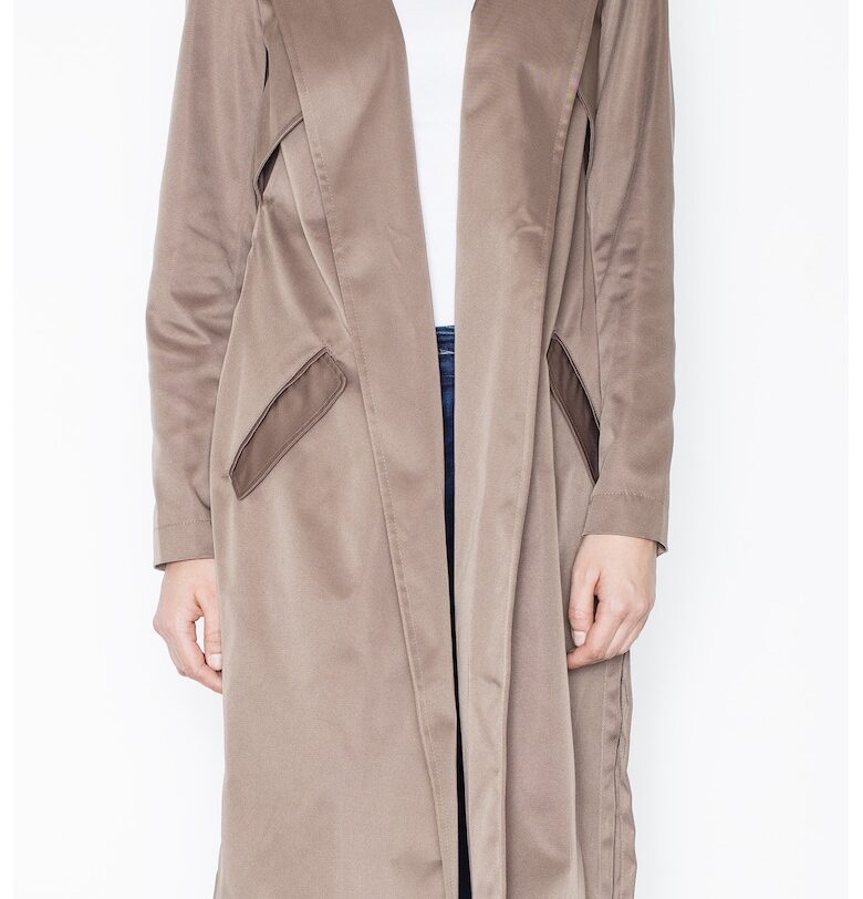 Дамско палто M427 -  Полиестер/Еластан - Кафяв Figl