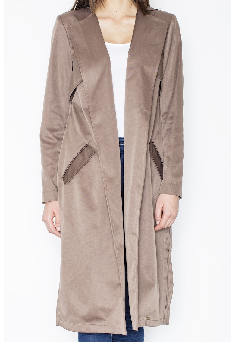 Дамско палто M427 - Полиестер/Еластан - Кафяв Figl