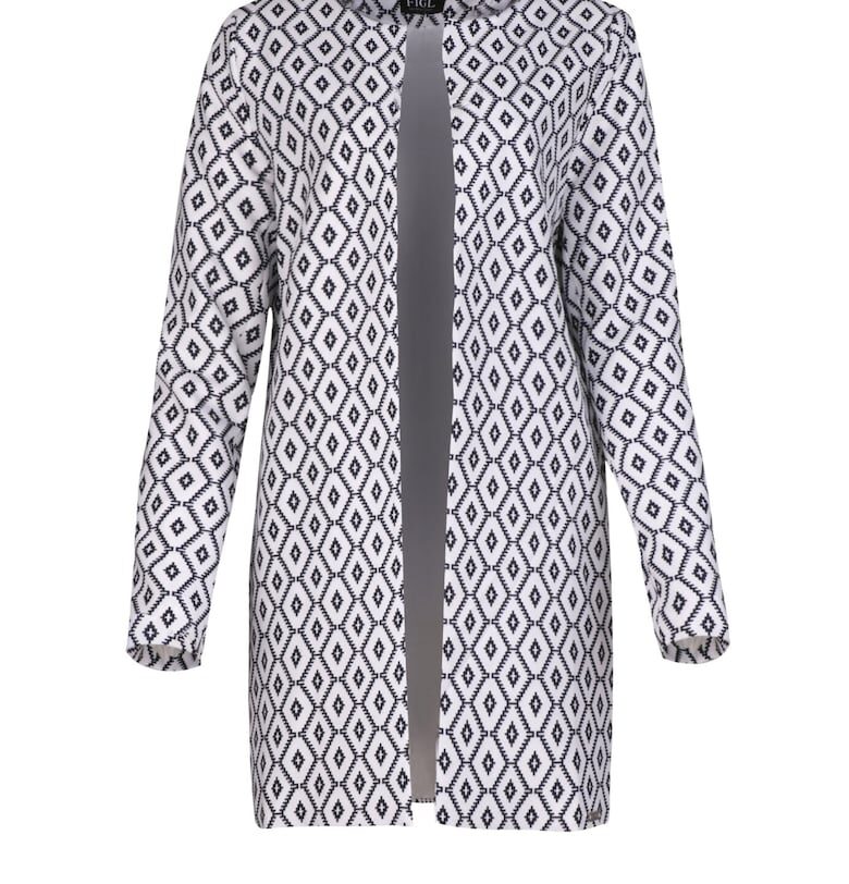 Дамско палто M551 -  Полиестер/Вискоза - Черно/Бяло Figl