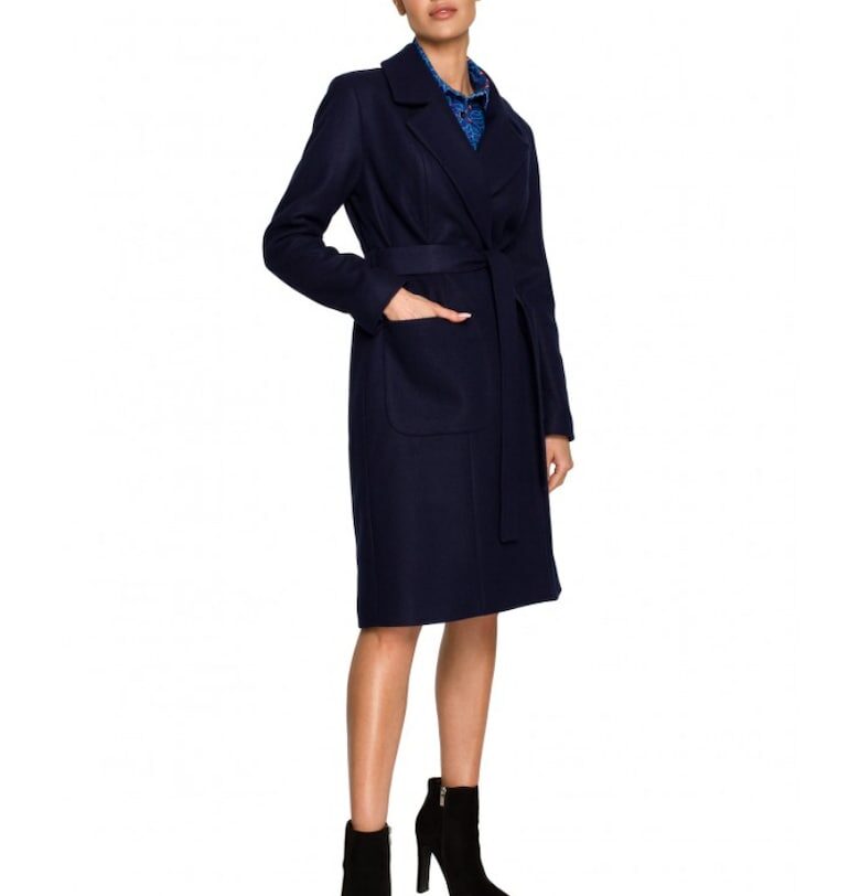 Дамско палто -  Полиестер/Акрил - Морско синьо MOE